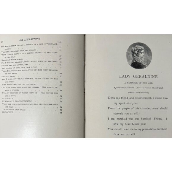 Lady Geraldines Courtship By Elizabeth Barrett Browning 1885 Antique Hardcover B - Picture 5 of 16